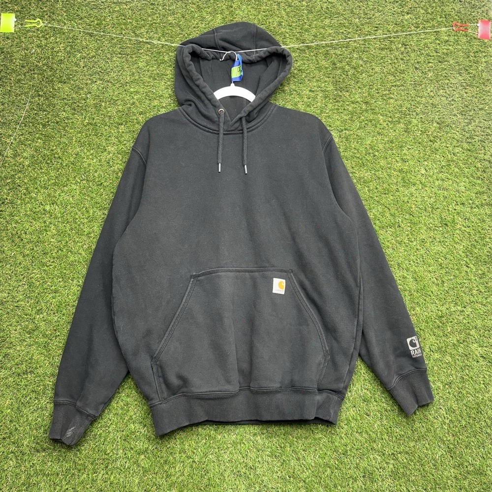Carhartt Rain Defender Hoodie Mens Medium Original Fit Black Workwear Heavy